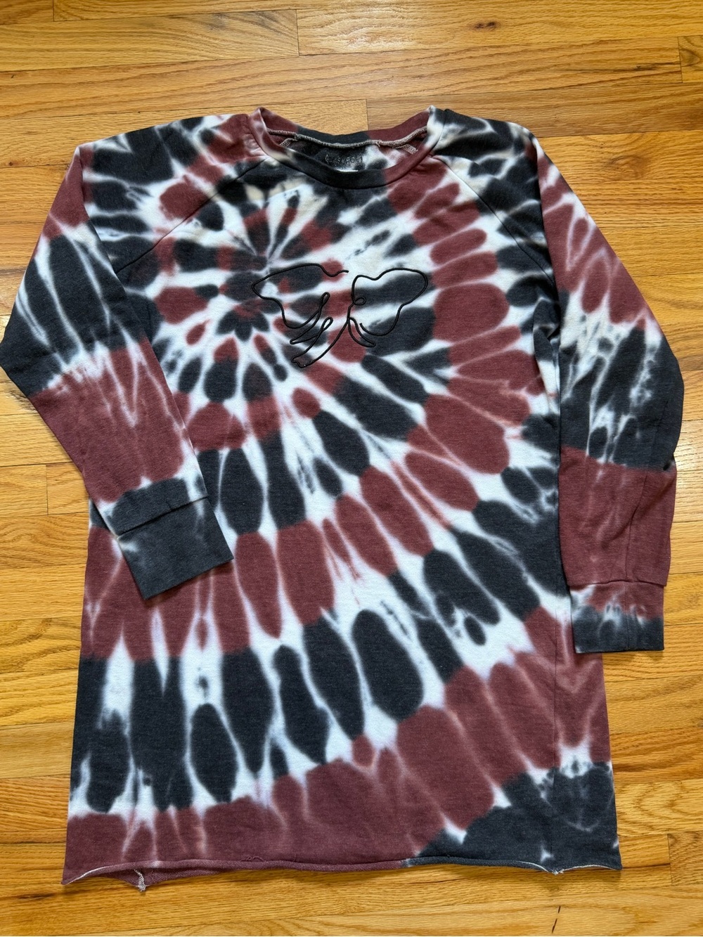 Ivory Ella Aida maroon tie-dye long-sleeve sweatshirt dress